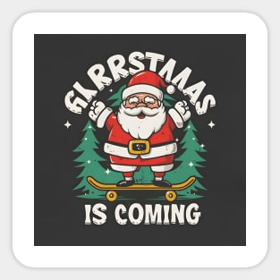 Santa on skateboard Sticker